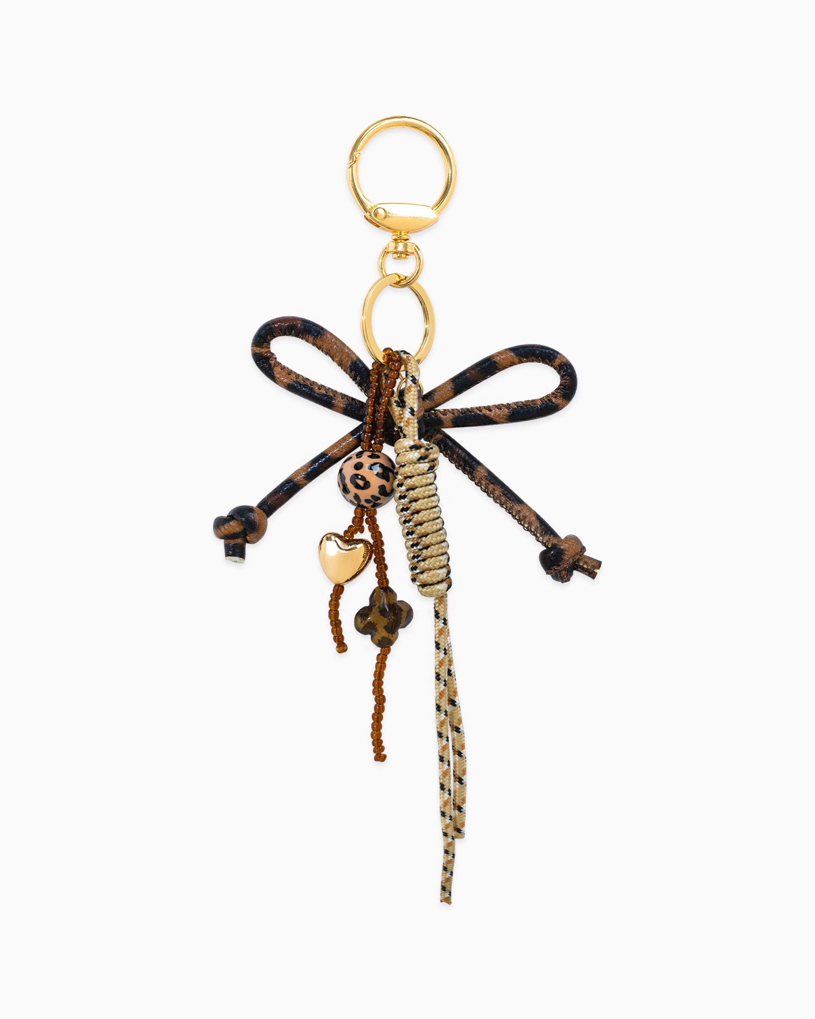 Leather Leopard Rope Knot Dangle Bag Charm